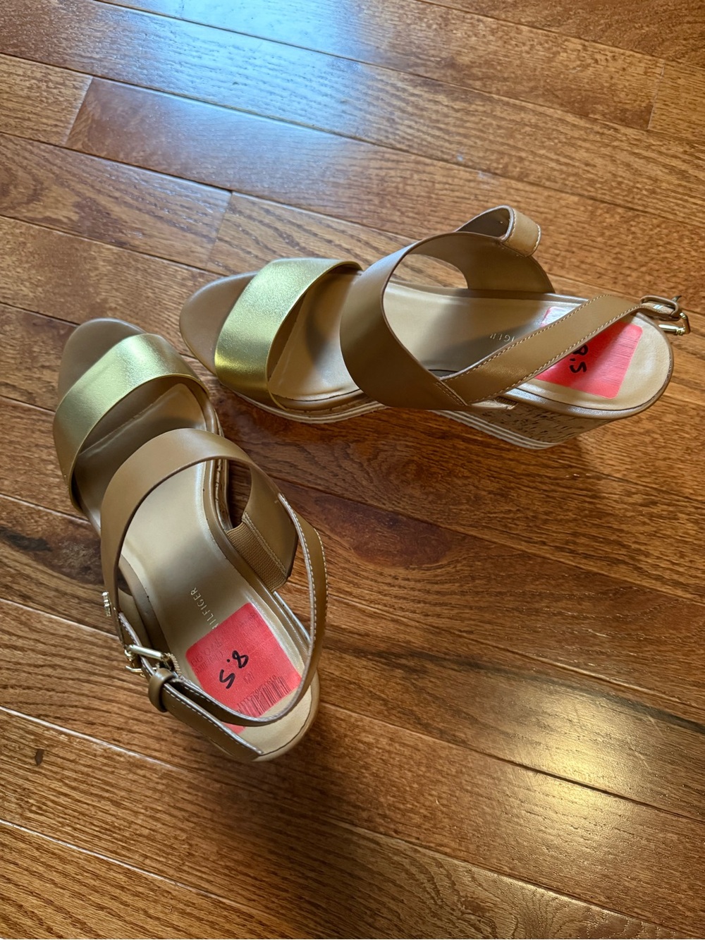 Tommy Hilfiger Women's Tan and Gold Wedge Sandals